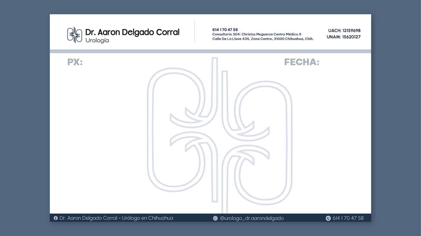 Mockup de recetario médico con identidad visual de marca