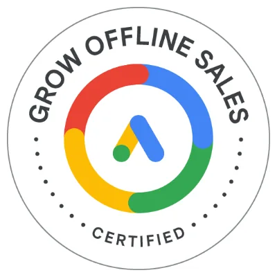 Insignia de certificación Google Ads para aumentar las ventas offline obtenida por CLÍNICA MKT